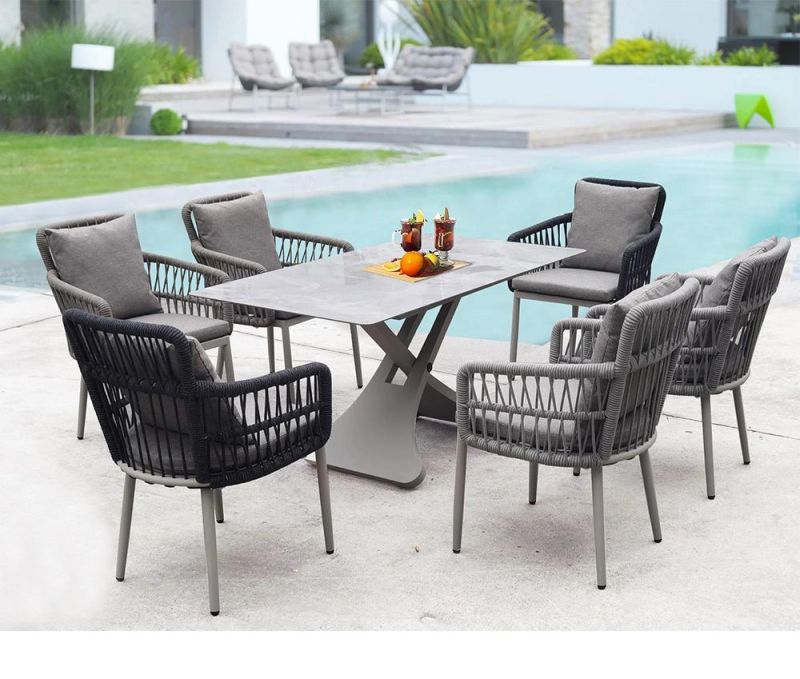 Hotel Room OEM Foshan Restaurant Table Rattan Furniture Garden Dining Set Hot