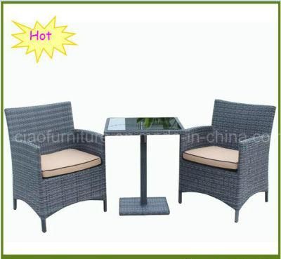 Outdoor Furniture Rattan 1+2 Coffee Set with Cushion for Outdoor