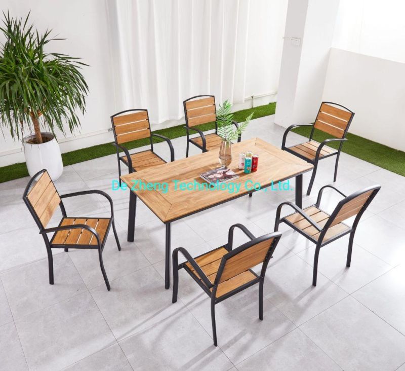 Outdoor Aluminum Patio Plastic Wood Outdoor Table Set Picnic Garden Furniture