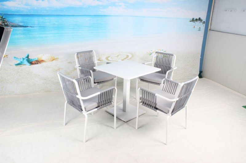 5PCS Garden Use Aluminum Frame Rope Weaving Dining Set Outdoor Furniture