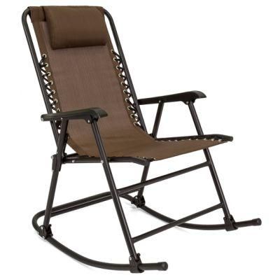 Folding Rocking Chair Porch Patio Indoor Foldable Rocker Seat with Headrest