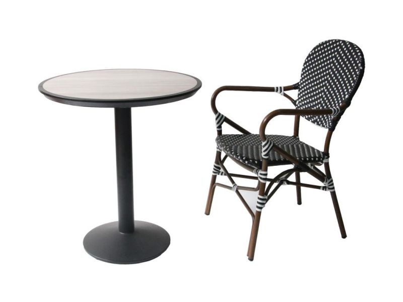 Factory Supply French Style Stackable Cafe Bar Outdoor Restaurant Rattan Garden Furniture