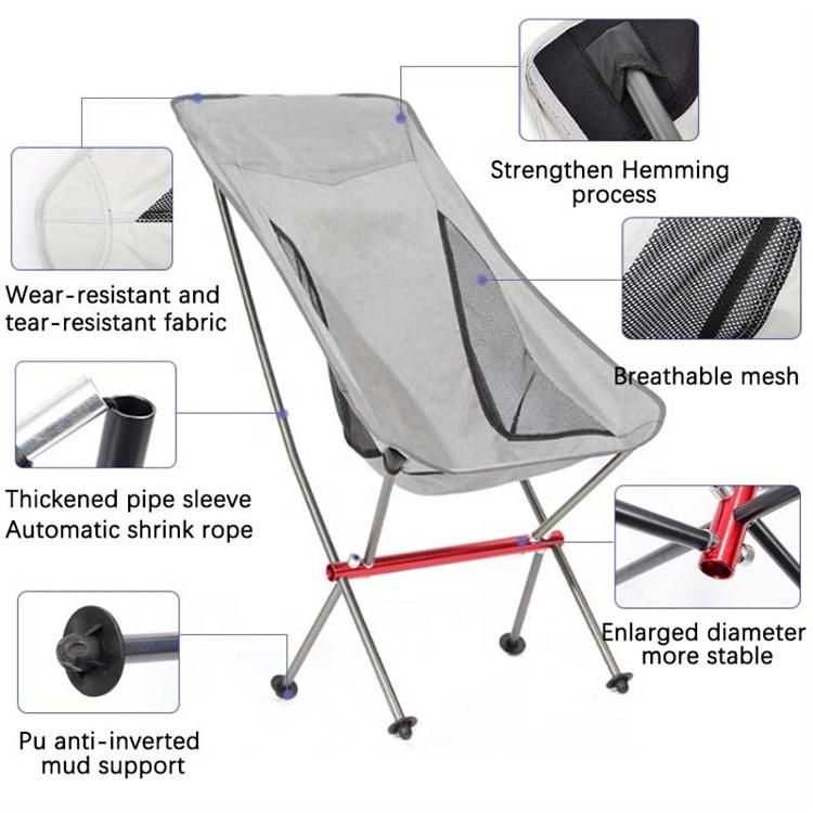 New Style Aluminium Outdoor Lightweight Folding Camping Moon Chair