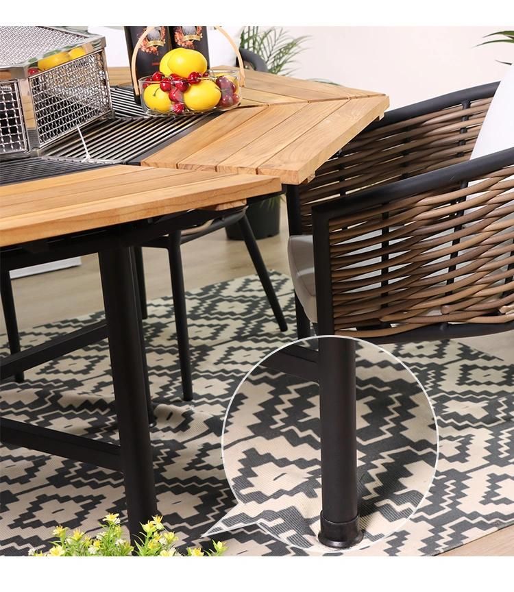 Rattan + Aluminium Simple Foshan Hotel Furniture Garden Dining Set