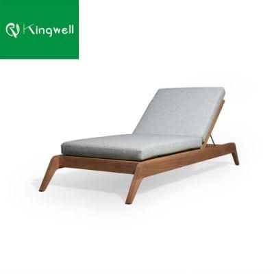 Outdoor Furniture Teak Wood Daybed Outdoor Sunbed Beach Bed Chair Sun Lounger with Waterproof Cushion