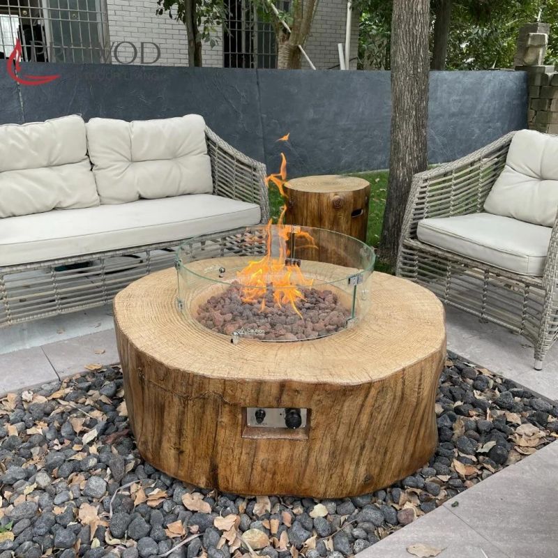 Outdoor Heater BBQ Stove Deadman Woodin Concrete Material Gas Fire Pit Fire Table
