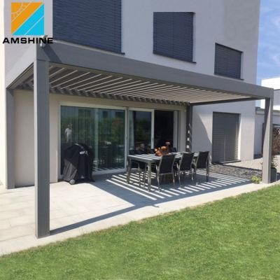 Outdoor Waterproof Aluminum Pergola Bioclimatic System Motorized Retractable Louvre Pavilion