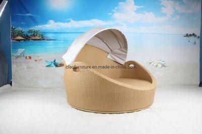 Outdoor Rattan Sunbed Garden Furniture Sofa Bed Daybed with Canopy for Project