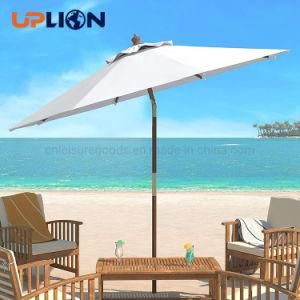 Uplion Outdoor Furniture Durable White Waterproof Villa Garden Poolside Table Top Wood Parasol Umbrella
