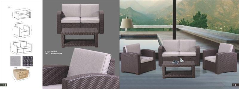 Hotel Patio Lounge Set Plastic Rattan Sofa