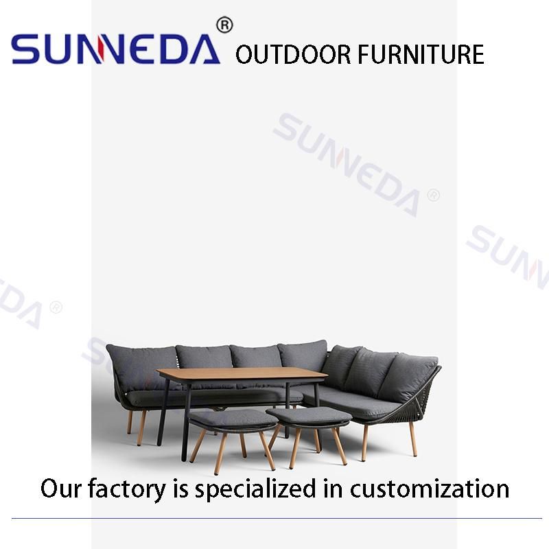 Black Rattan Villa Project Set Wicker Woven Talking Sofa