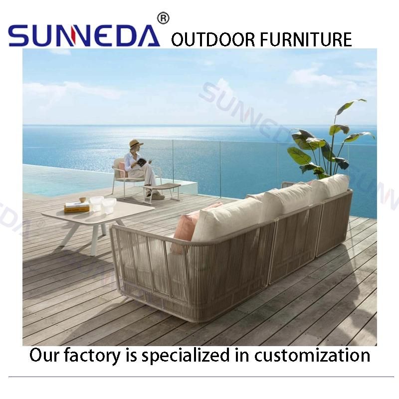 Acrylic Cushion Outdoor Courtyard Artistic Leisure Sofa with Aluminum Table