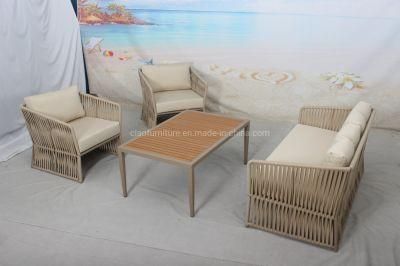 Aluminum Frame Woven Rope Round Sofa Set Aluminum Rope Garden Patio Sofa Set Rattan Outdoor Furniture