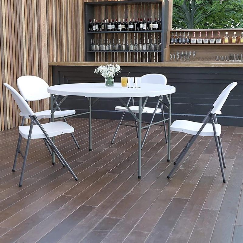 48 Inch White Round Plastic Banquet Folding Table for Wedding Events