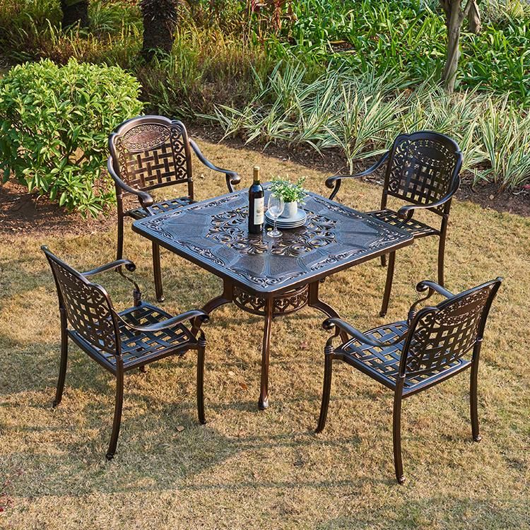 Diameter 100 Cm Tasteful Cast Aluminum Dining Furniture Outdoor Furniture Garden