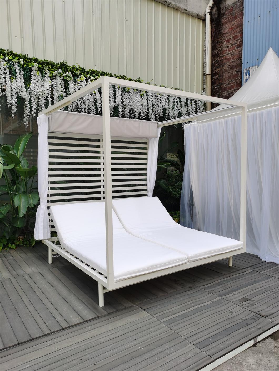 Modern Outdoor Garden Patio Hotel Home Outdoor Furniture Beach Chair Two-Seat Sun Lounger Sunbed
