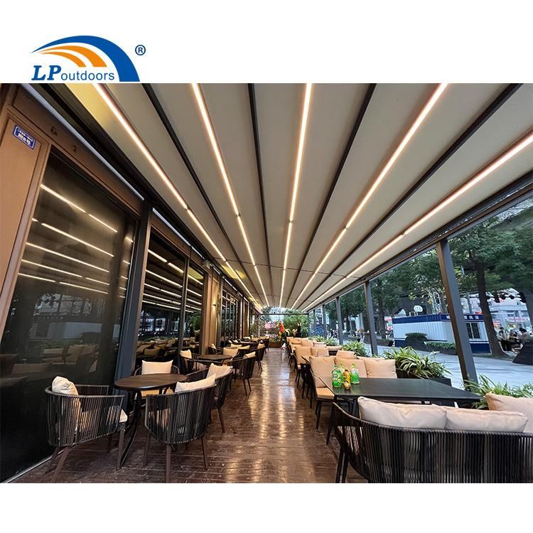 Coffee Bar Powder Coated Aluminum Intelligent Pub Pergola Automatic Shutter Roof Patio for Outdoor Space