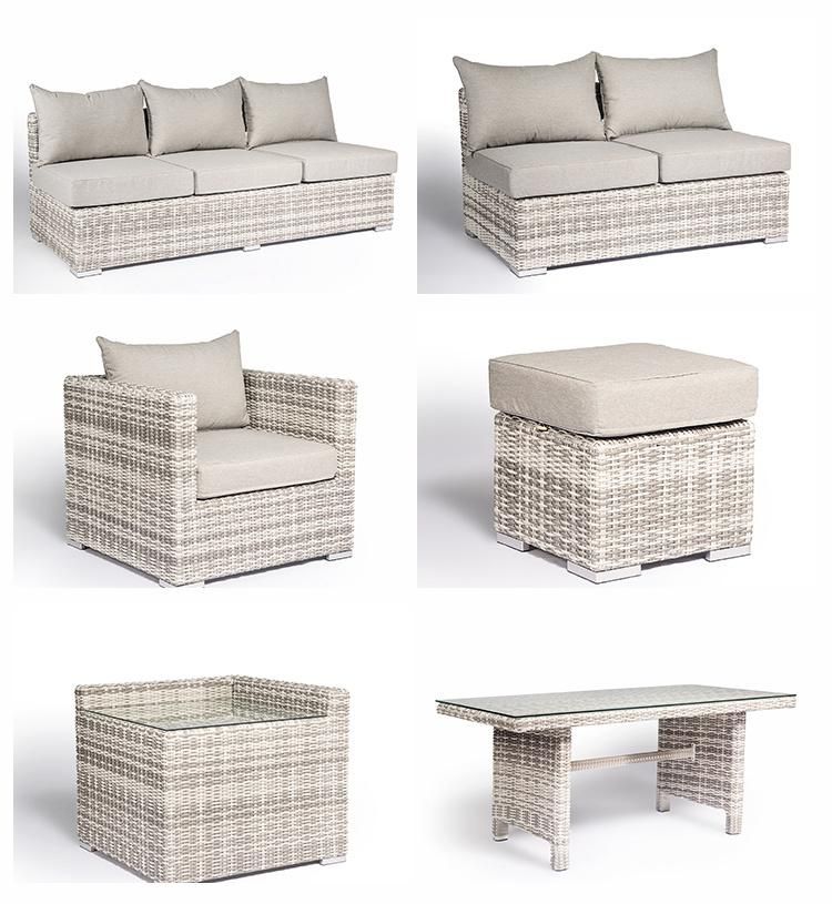 Sectional Luxury Garden Furniture Set Aluminum Rattan Outdoor Corner Sofa