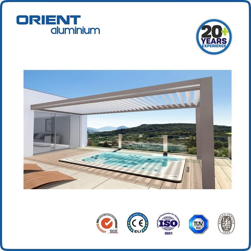DIY Customized Electric Motorized Louver Aluminum Pergola with Aluminum Slat Fence