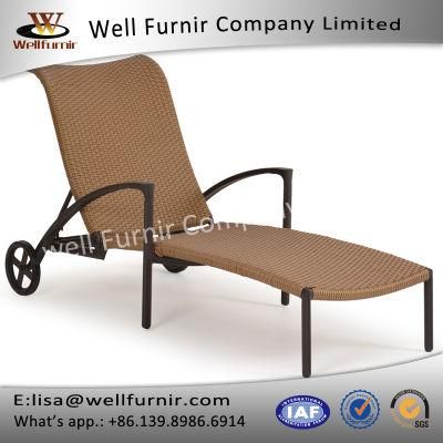 Well Furnir Rust Free Resin Outdoor Wicker Chaise Lounge (T-019)
