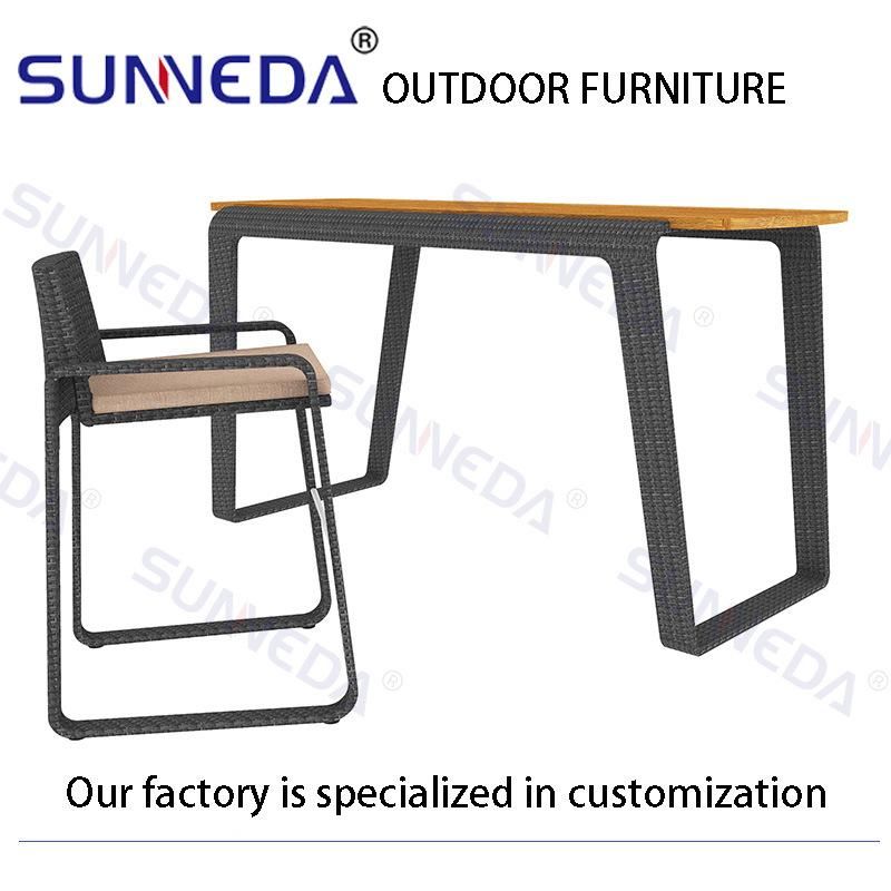 Water-Proof Wicker Metal Bistro Bar Tall Chair