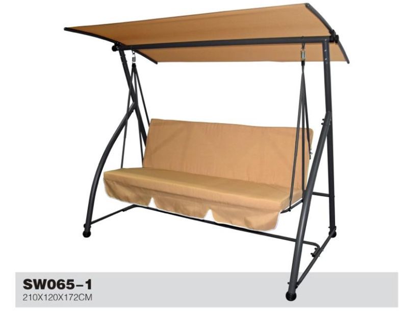 Three-People Polyester Swing Chair with Simple Canopy