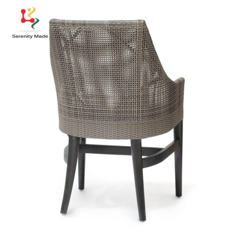 Restaurant Aluminium Frame Poly Rattan Metal Bar Dining Chair