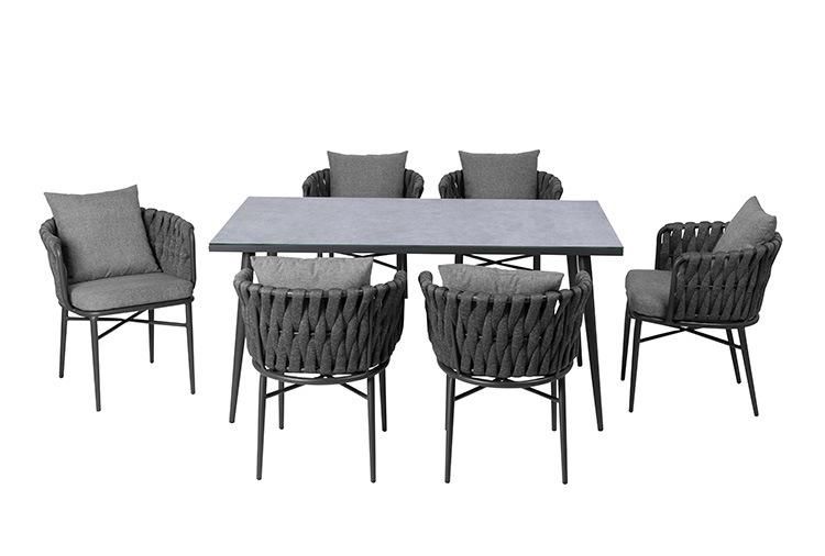 Vangarden Popular Aluminum Rope Outdoor Garden Furniture Dining Chair