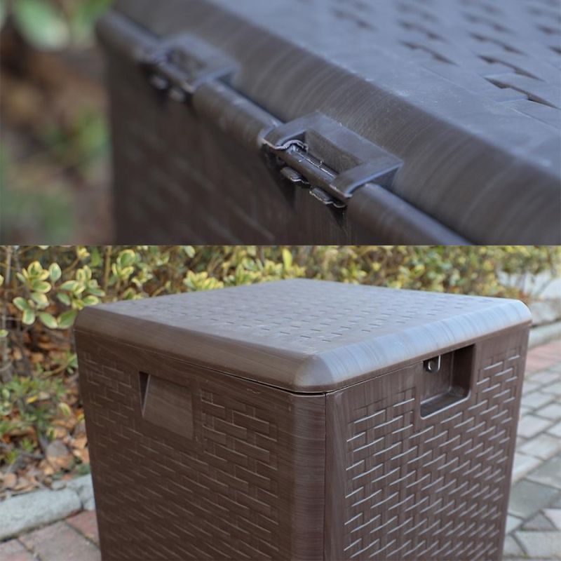 Weatherproof 28 Gallon 100% Plastic Lockable Garden Storage Deck Box Outdoor