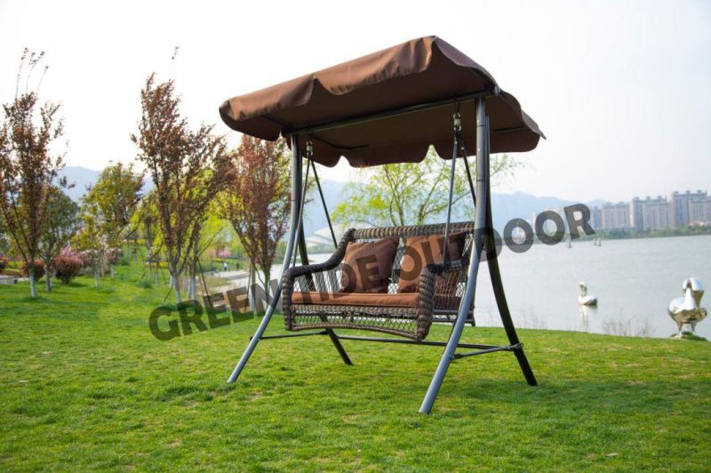 Outdoor Garden Furniture Rattan Hanging Swing Chair with Canopy