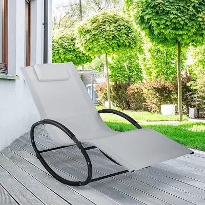 Aluminium Outdoor Garden Rocking Lounger with Little Pillow