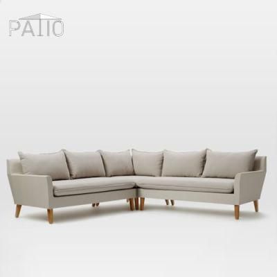 Wood Garden Set Wooden Material Outdoor Furniture All Weather L-Shape Teak Sofa