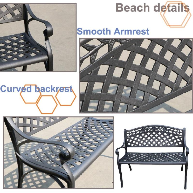 6 Seats Garden Dining Table Set Cast Aluminum Outdoor Patio Table Furniture