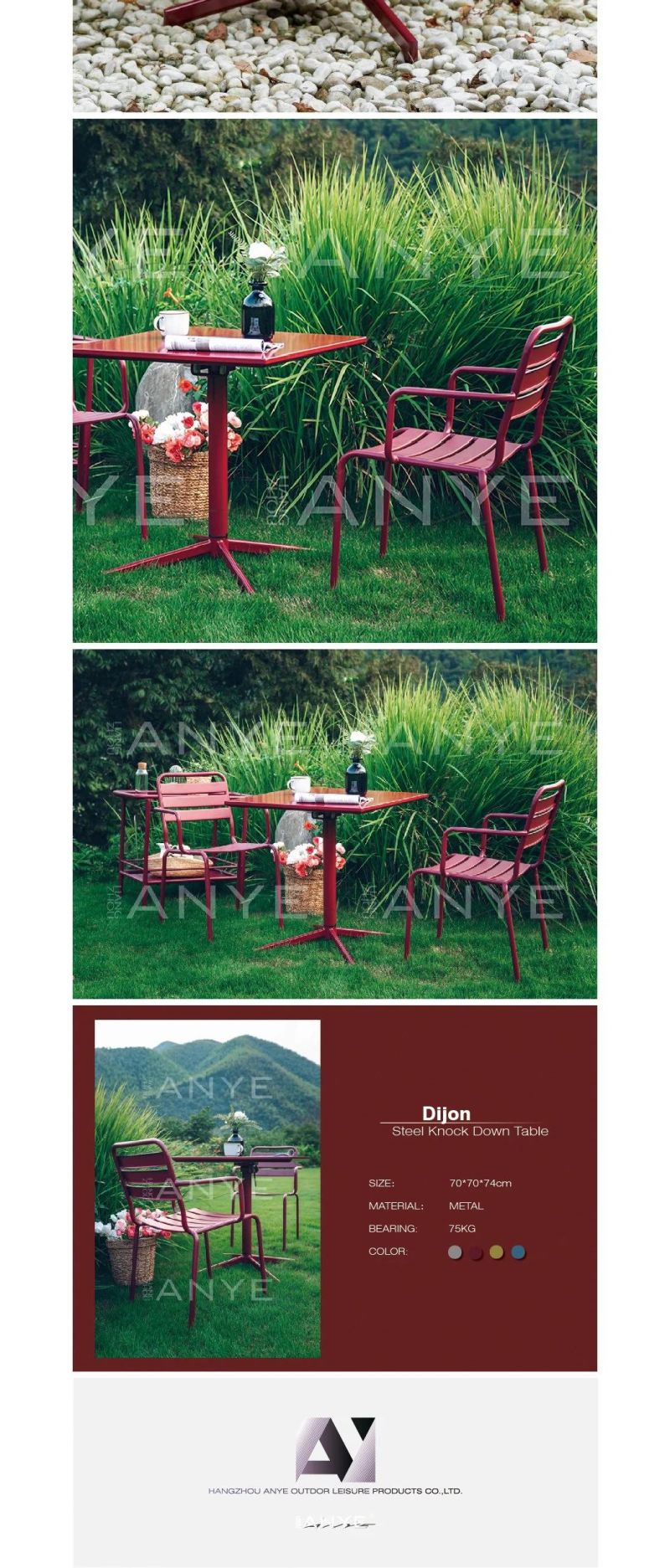 Modern Casual Furniture Steel Outdoor Patio Square Coffee Tablesmall Mini Bar Table