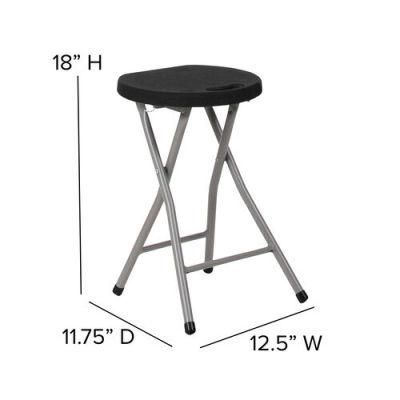Holiday Seating Foldable Stool with Black Plastic Seat