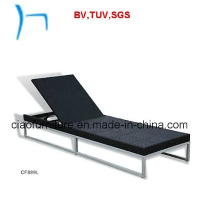 F- Shiny Polished Base Rattan Outdoor Garden Chaise Lounger (CF889L)