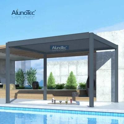 AlunoTec DIY Aluminium Bioclimatique Pergola Patio Covers Louvered Roof Electric Awning Gazebo