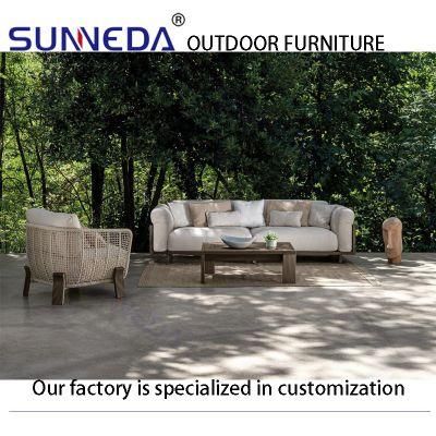 Villa Outdoor Patio Courtyard Elegant Aluminum Frame Sofa with Cushion