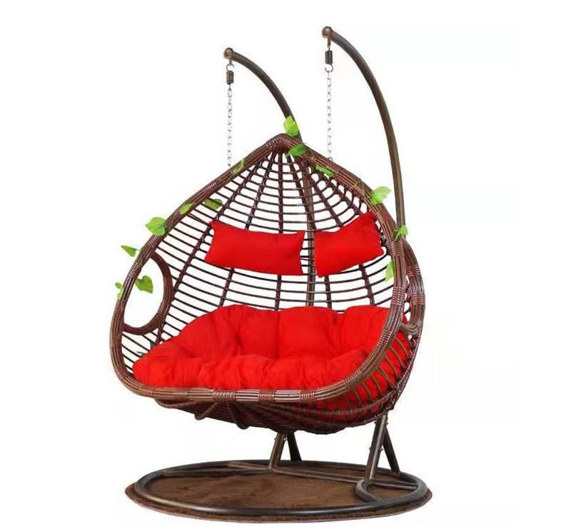 Customized Garden Double Warter Dropped Hanging Rattan Wicker Swing Chair