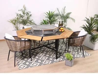 Rattan + Aluminium Simple Foshan Hotel Furniture Garden Dining Set