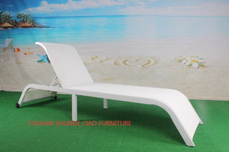 Poolside Aluminum Frame Powder Coating Sun Lounger Outdoor Furniture with Wheels