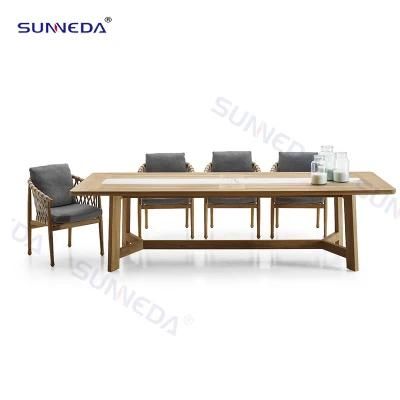 Courtyard Modern Outdoor Teak Wood Dining Table and Chair