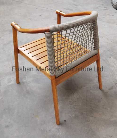 Outdoor Teak Wooden Garden Hotel Villa Patio Rope Rattan Chair