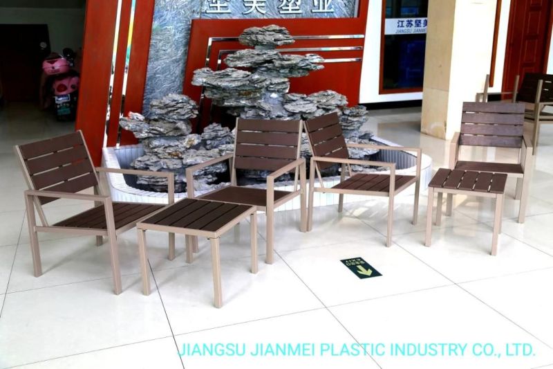 3 Colors PE Steel Wooden Look Patio Brown Coffee Sets 1+1 in Converstation Set for Dining Table Set Hotel Outdoor Used in Sun Lounger