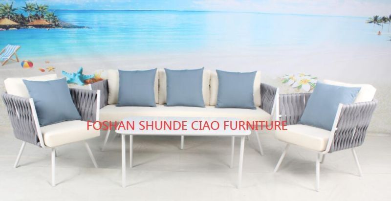 Patio Garden Aluminum Powder Coating Rope Weaving Outdoor Furniture Sofa