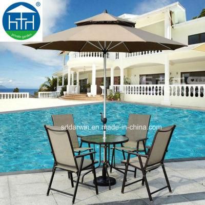 Cheap Outdoor Garden Patio Anti-UV Sun Umbrella Metal Parasol with Dining Set for Pool