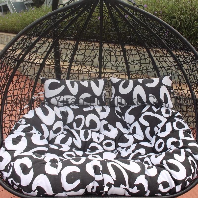 Outdoor Patio Garden Rattan Wicker Hanging Cane Swing Chair with Stand in Double Seater