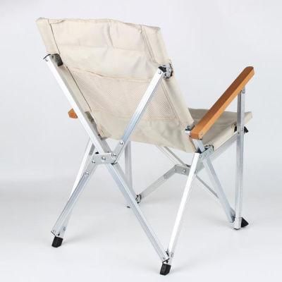 Aluminium Light Folding Camping Chair Relax Fishing Hiking Chairs with Solid Wood Armrest