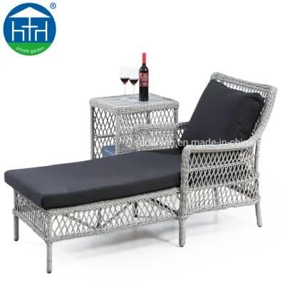 Luxury Outdoor Garden Patio Round PE Rattan Chaise Lounger