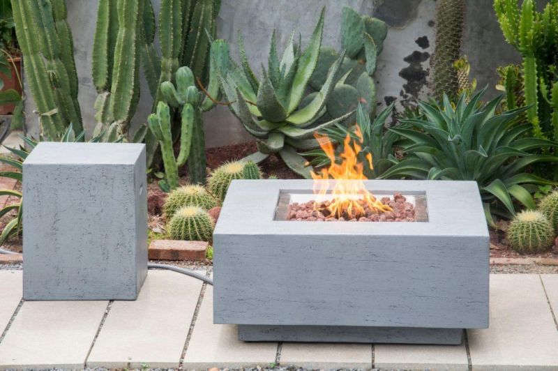 Grc Gfrc Cement with Fiber Glass Morden Square Propane Gas Fire Pit Fire Table